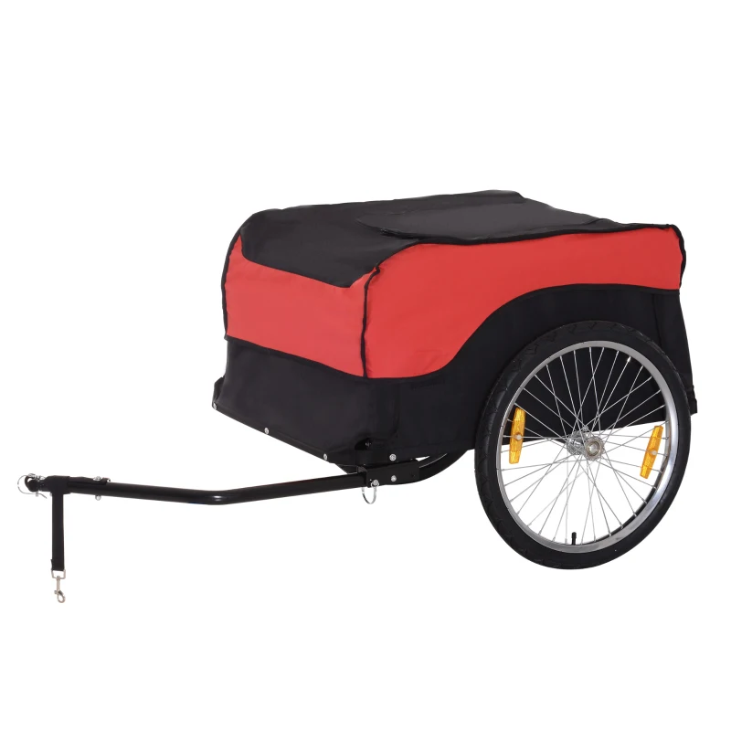 Aosom Bike Cargo Trailer Bicycle Luggage Carrier Cart with Cover Black Red