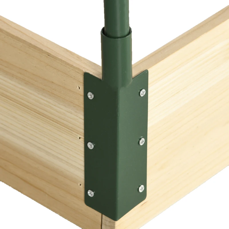 Outsunny 12 Pockets Raised Garden Bed with Greenhouse and Roll Up Windows for Vegetables, Flowers, 4' x 3' x 2', Natural Wood