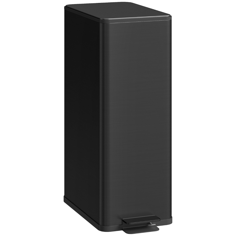 HOMCOM 5.3 Gallon Stainless Steel Kitchen Garbage Can with Soft-close Lid, Foot Pedal, Fingerprint-Proof, Black