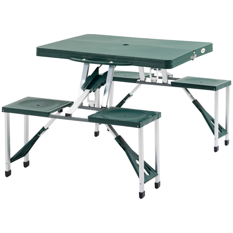 Outsunny Folding Picnic Table Chair Set Junior Outdoor Seating Portable Bench Dark Green