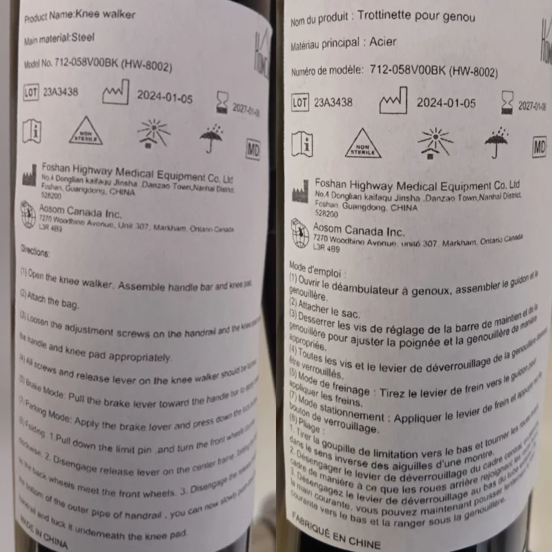 HOMCOM Steerable Knee Walker, Foldable Knee Scooter with Dual Braking System, Adjustable Height, Crutch Alternative, Black