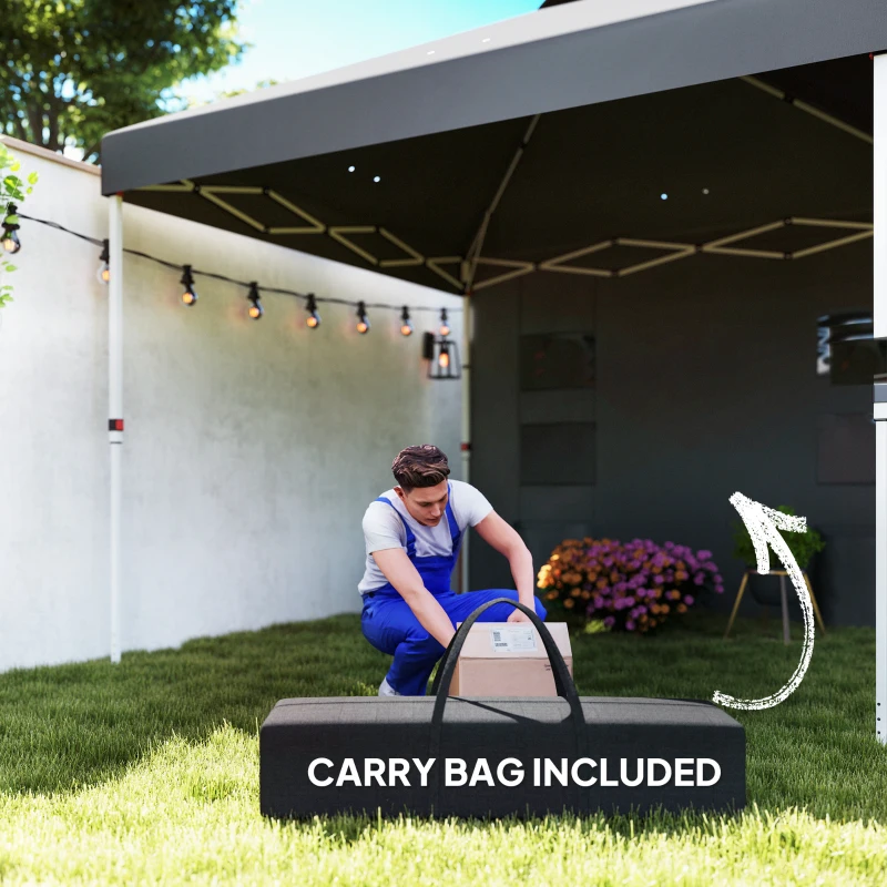 Outsunny 10' x 10' Pop Up Canopy Tent w/ Sidewall, UPF50+ Height Adjustable Instant Sun Shelter w/ Storage Pockets, Dark Gray