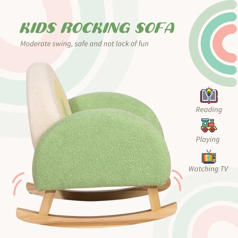 Qaba Kids Sofa, Rocking Toddle Sofa Chair, Gift for 18-36 months, Green