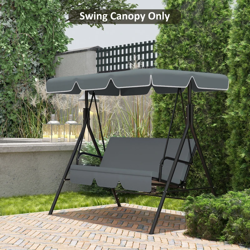 Outsunny 84A-054 Series 2/3 Seater Swing Canopy Replacement, Outdoor Swing Seat Top Cover (Canopy Only), Gray