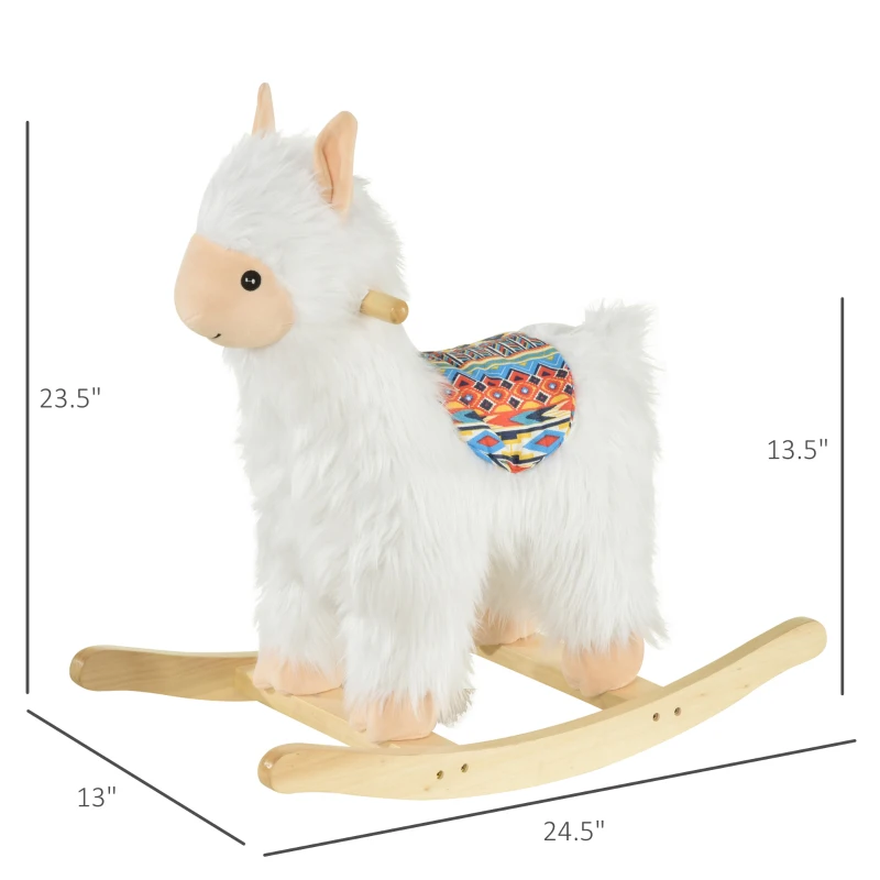 Qaba Kids Ride-On Rocking Horse Toy Llama Style Rocker Soft Plush Fabric for Children 3+ Years
