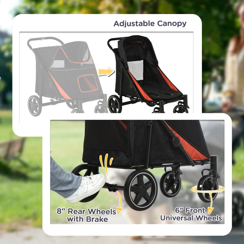 PawHut One-Click Foldable Dog Stroller for M, L Dogs, Pet Stroller, Black