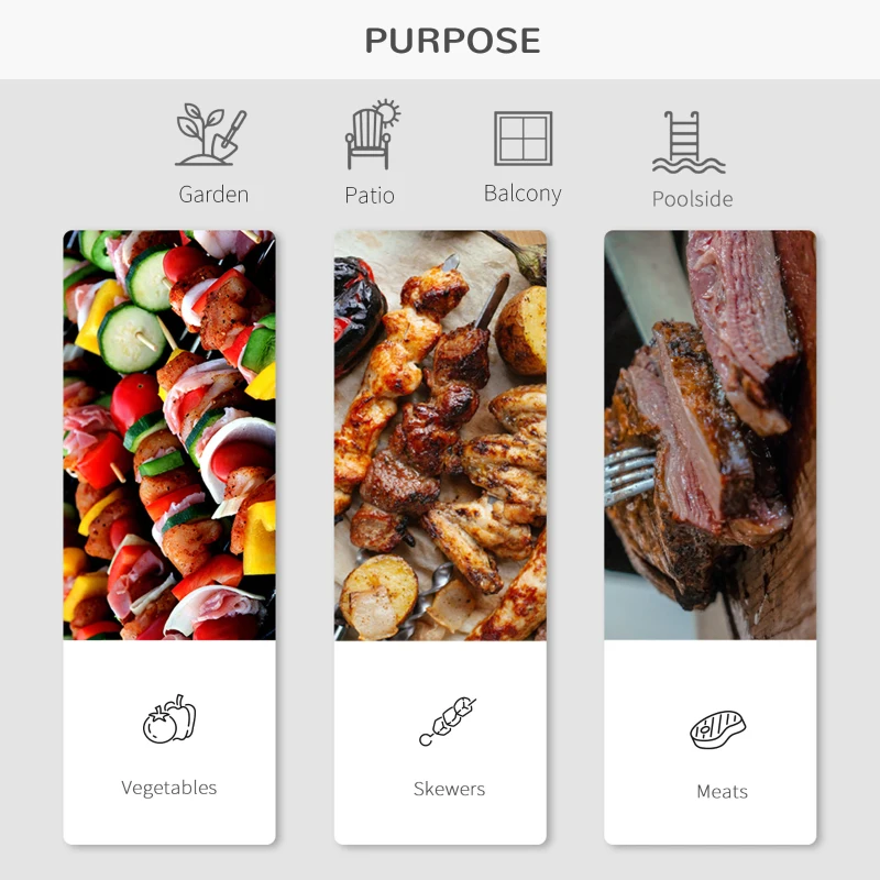 Outsunny Portable Kettle Charcoal Grill for Outdoor Grilling Heat Control BBQ Barbecue