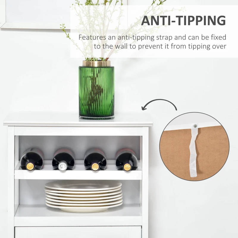 HOMCOM Wine Cabinet with 4 Bottle Wine Rack, Open Shelf, Acrylic Door Cabinet with Adjustable Shelf, White