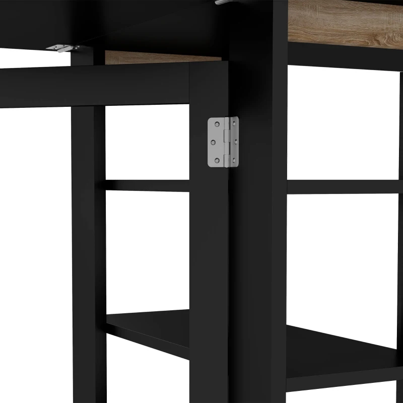 HOMCOM Folding Dining Table with Storage, Drop Leaf Kitchen Table for Small Spaces, Black