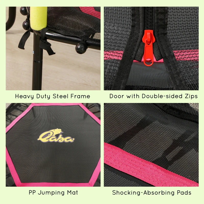 Qaba 5.2' Kids Small Trampoline with Enclosure, Springfree Toddler Trampoline with Net, for Single Jumper, Indoor Play Equipment for Ages 3-10