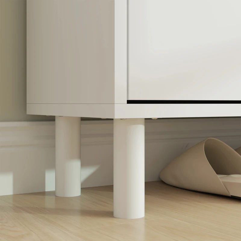 HOMCOM 2 Drawers Shoe Storage Cabinet with Adjustable Shelves for 16 Pairs of Shoes, White