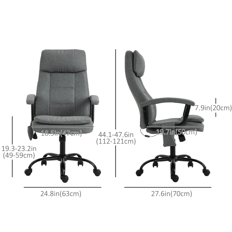 Vinsetto Office Chair 2-Point Massage Executive Ergonomic USB Power Adjustable Height 360° Swivel Grey