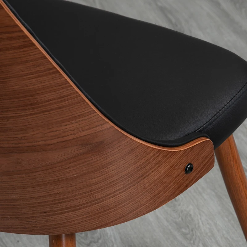 HOMCOM Dining Chairs Set of 2, Tufted Kitchen Chairs, PU Leather Upholstered Seats and Steel Legs for Dining Room, Black