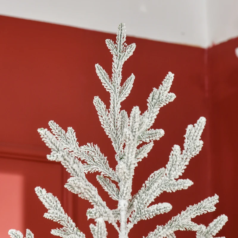 HOMCOM 7 Foot Snow Flocked Artificial Christmas Tree with 240 Fir Realistic Branches, Auto Open, Green