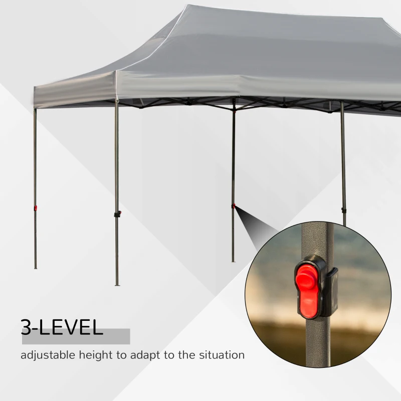 Outsunny 10' x 20' Pop Up Canopy Tent with Sidewalls & Doors, Instant Tents for Parties with Wheeled Carry Bag, Height Adjustable, for Outdoor, Garden, Patio, Gray