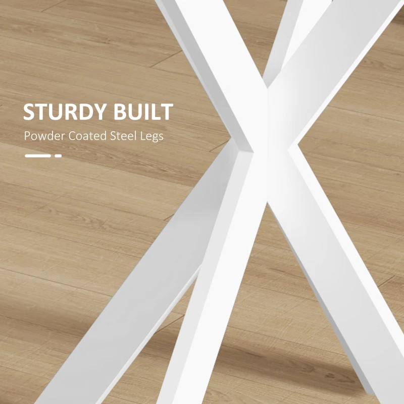 HOMCOM 29" Dining Table, Contemporary Round Kitchen Table with Steel Legs, White