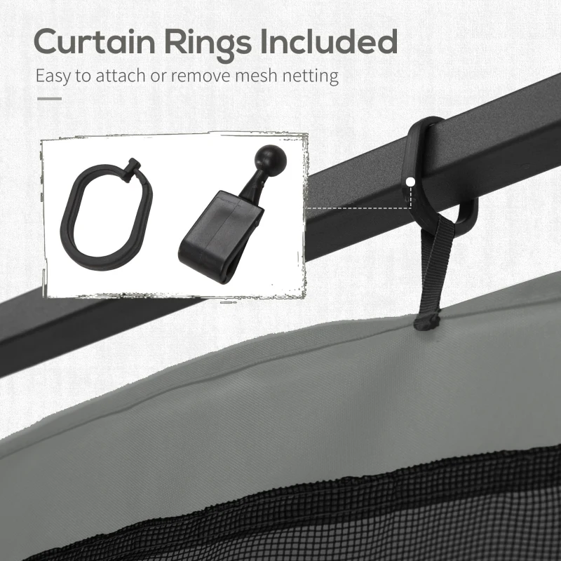 Outsunny Replacement Mosquito Netting for Gazebo 12' x 12' Black Screen Walls for Canopy with Zippers