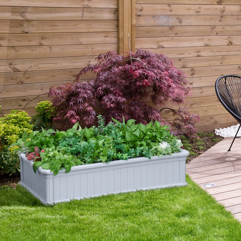 Outsunny 48" x 24" x 12" Raise Garden Bed, Planter Box, Above Ground Garden for Flowers, Herb, Vegetables with Easy Assembly, Gray