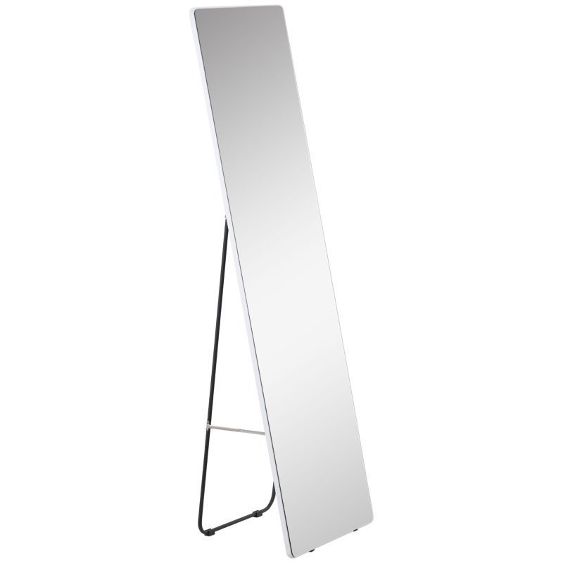 HOMCOM 63"x18" Full Length Mirror, Floor Standing, Wall-Mounted or Leaning Against Wall Tall Mirror w/Support Frame, Rectangular Full Body Mirror for Bedroom, Living Room, Silver