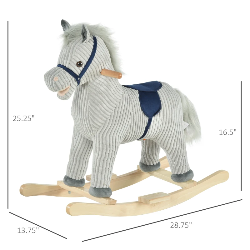 Qaba Kids Rocking Horse Plush Ride on Horse Toddle Rocker for 36-72 Months