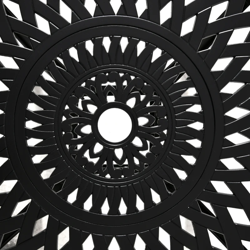 Outsunny 30-inch Round Patio Dining Table with Umbrella Hole Antique Cast Aluminium Outdoor Bistro Table, Black