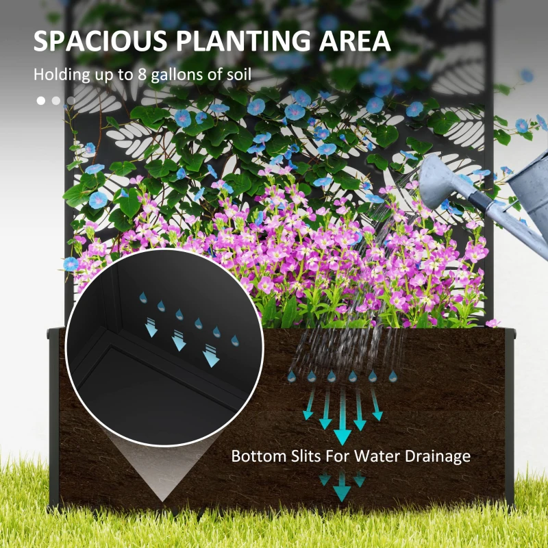 Outsunny Metal Garden Bed with Trellis for Climbing Plants, Freestanding or Wall Mounted Flower Bed for Garden, Patio, Balcony