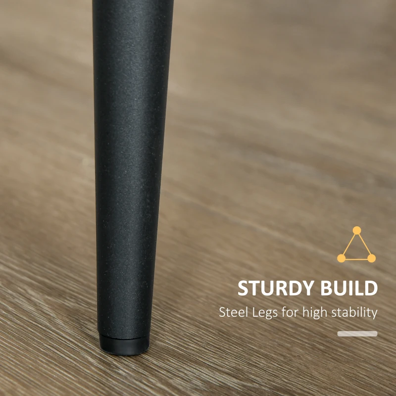 HOMCOM Modern Dining Chair Set of 2, Fabric Upholstered Side Chairs for Kitchen Living Room with Metal Legs, Black