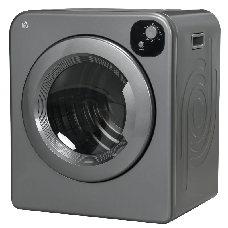HOMCOM Compact Laundry Dryer Machine, 1300W, 3.22 Cu. Ft. Electric Portable Clothes Dryer with 7 Drying Modes for Apartment or Dorm, Grey