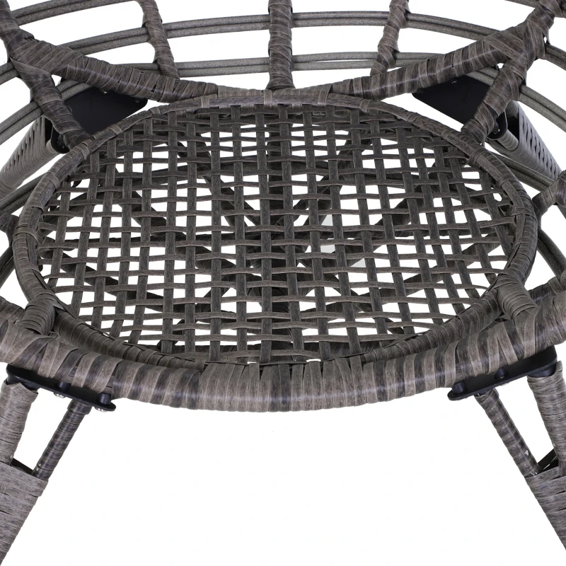 Outsunny Outdoor/Indoor Rattan Chair with Soft Cushion, Wicker Egg Lounge Chair for Backyard Garden Balcony Lawn, Grey