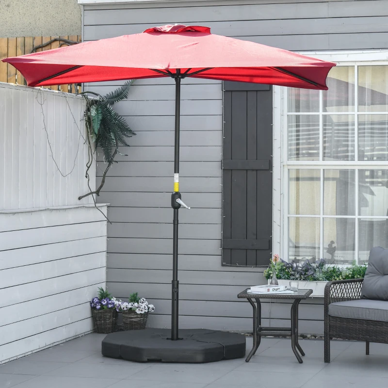 Outsunny 4 PC Patio Umbrella Base, Outdoor Hexagon Stand Cantilever Offset Umbrella Weights with Easy-Fill Spouts, 229 lb. Capacity Water or 275lb Capacity Sand, Black