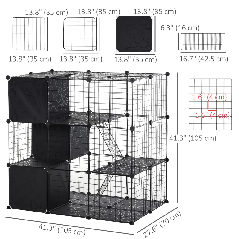 PawHut 56 Panels Pet Playpen Small Animal Cage for Rabbit