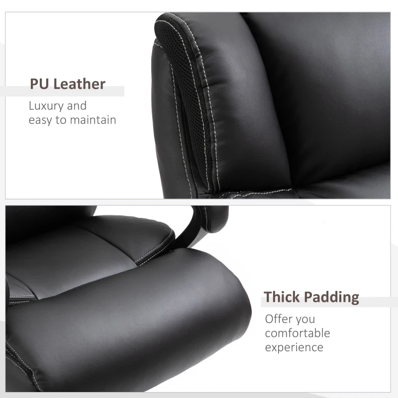 Vinsetto Ergonomic Heavy-Duty Office Chair with Adjustable Height, PU Leather, Rocker, 360° Swivel, 400lbs Capacity, Black