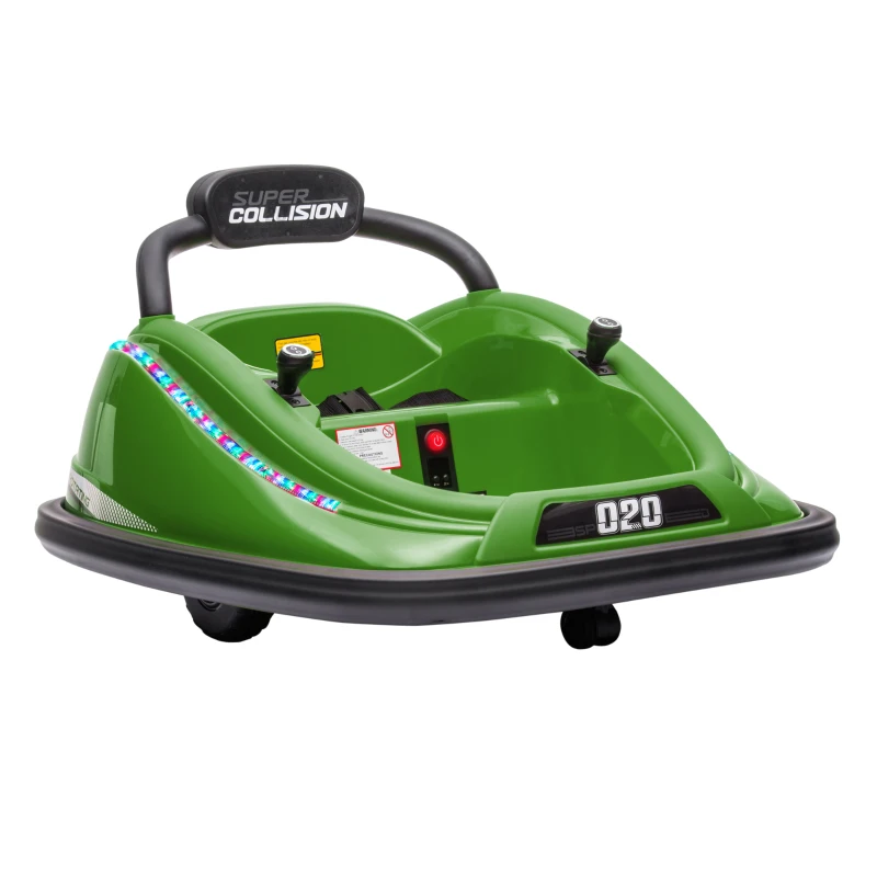 Aosom 12V Kids Bumper Car Twins Motor, w/ Parent Remote Control, Lights, 360° Rotation