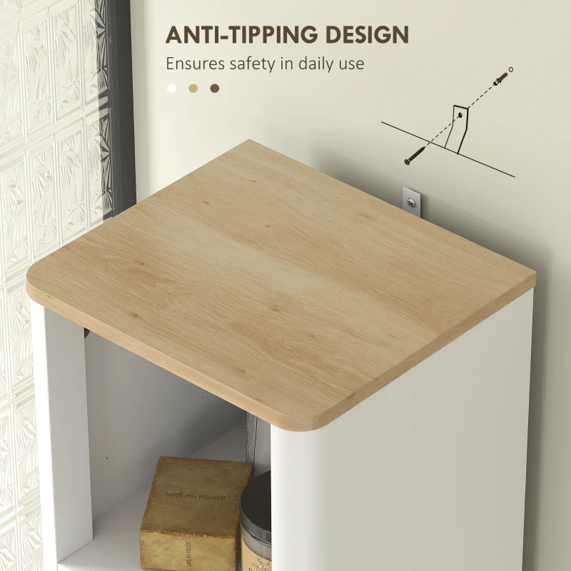 HOMCOM 67" Tall Bathroom Cabinet, Narrow Bathroom Storage Cabinet with 3 Open Shelves, Drawer and 2 Adjustable Shelves, White