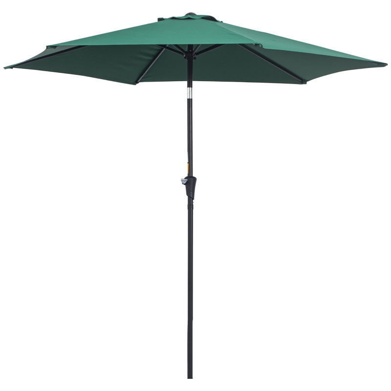 Outsunny 8.5FT Patio Umbrella, Round Garden Parasol with 6 Ribs, Market Sunshade Tilt Canopy w/ Crank Handle for Outdoor, Green