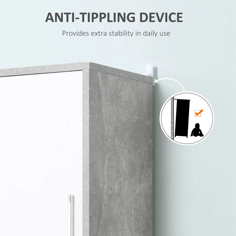 kleankin 71" Tall Bathroom Storage Cabinet, Narrow Bathroom Cabinets with 2 Doors and 6-tier Shelving, Grey