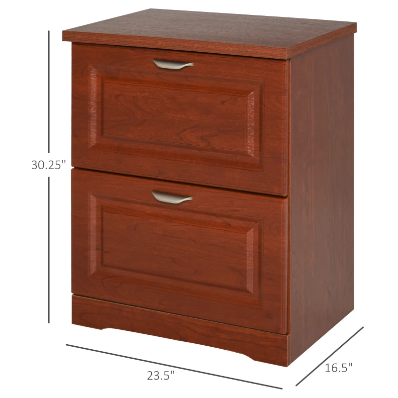 HOMCOM 2-Drawer Lateral File Cabinet Pedestal Documents Storage for Home Office, Coffee Brown