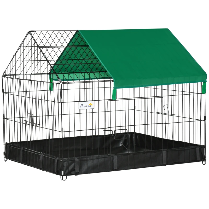PawHut Metal Outdoor Small Animal Cage for Rabbits and Cats, Black