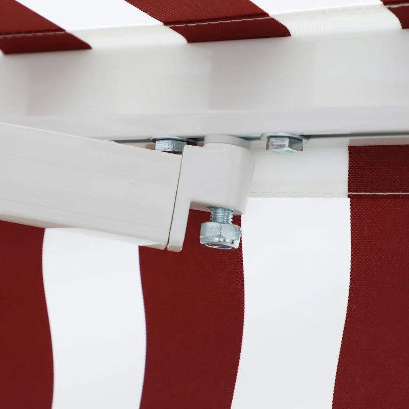 Outsunny 10' x 8' Manual Retractable Awning, Sun Shade Shelter Canopy, with Aluminum Frame and UV Protection for Patio Deck Yard Window Door, Wine Red and White Stripe