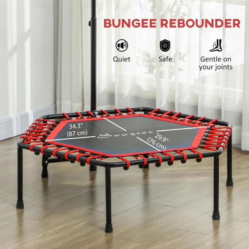 Soozier 45" Rebounder Trampoline for Adult, Quiet Bungee Rebounder with LED Lights and Adjustable Handle, Red
