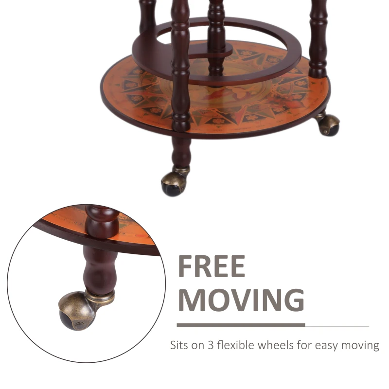 HOMCOM Rolling 18" Globe Bar, Liquor Cabinet with Bottle Shelf Holder Wine Host Trolley with Wheels