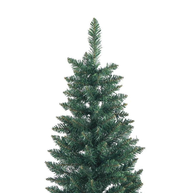 HOMCOM 7ft Tall Pencil Artificial Christmas Tree with 687 Branch Tips with Steel Base, Green