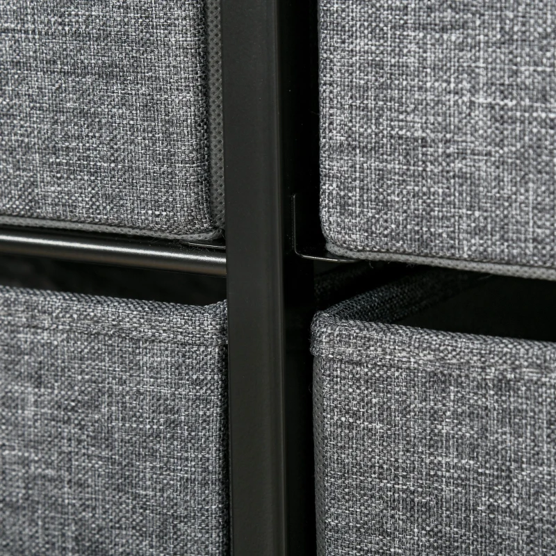 HOMCOM 7-Bin Dresser Storage Tower Cabinet Organizer Unit, Easy Pull Fabric Bins with Metal Frame for Bedroom