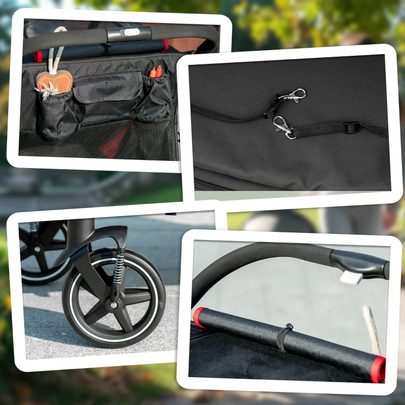 PawHut One-Click Foldable Dog Stroller for M, L Dogs, Pet Stroller, Black