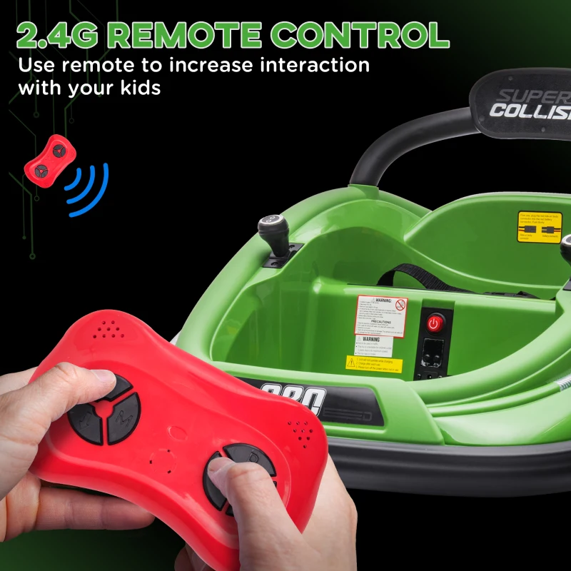 Aosom 12V Kids Bumper Car Twins Motor, w/ Parent Remote Control, Lights, 360° Rotation