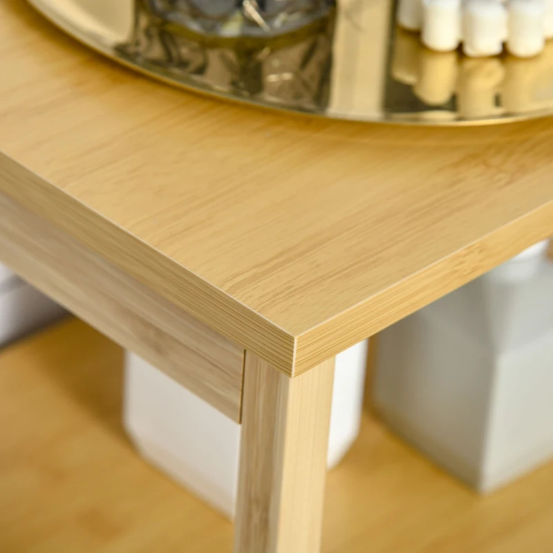 kleankin Bamboo Laundry Hamper Cabinet, Bathroom Storage Organizer with Tilt Out Laundry Basket for Dirty Clothes, Natural