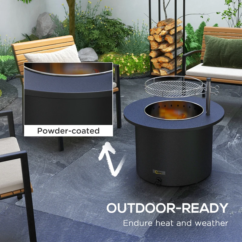 Outsunny 2-in-1 Smokeless Firepit, Stainless Steel Bonfire Stove with Poker and Ash Tray for Backyard, Patio, Picnic, Black