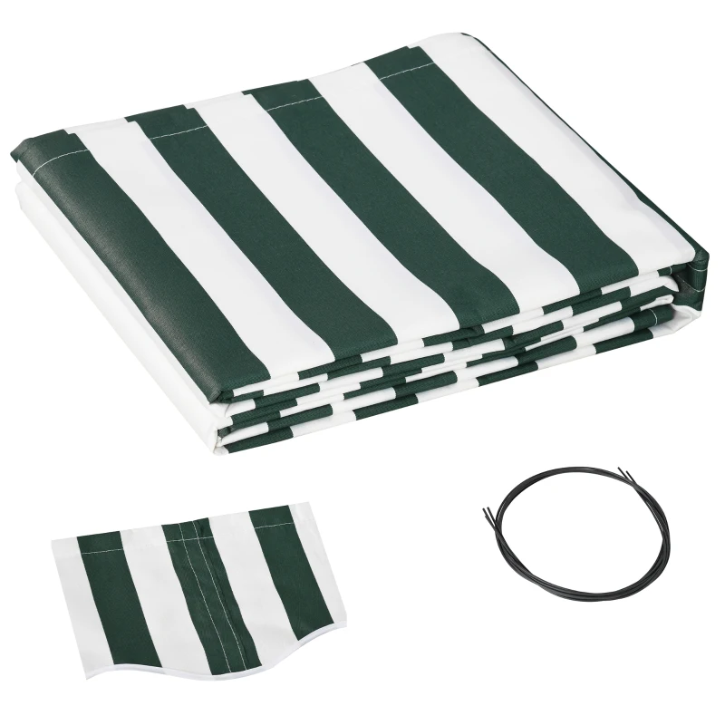 Outsunny 11' x 10' Retractable Awning Fabric Replacement Outdoor Sunshade Canopy Awning Cover, UV Protection, Green and White