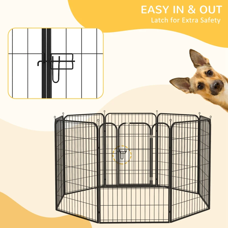 PawHut 8 Panel Pet Playpen Play Yard Fence Home DIY Heavy-Duty Metal Foldable Indoor Outdoor 39"H