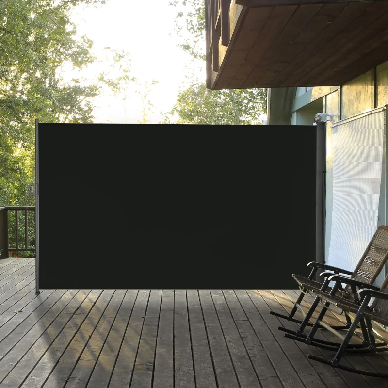 Outsunny 118" x 79" Side Awning, Retractable Privacy Screen & Driveway Guard, Instant Outside Screen, Wall, or Fence, Side Shade and Wind Block for Indoor Outdoor, Garden, Black